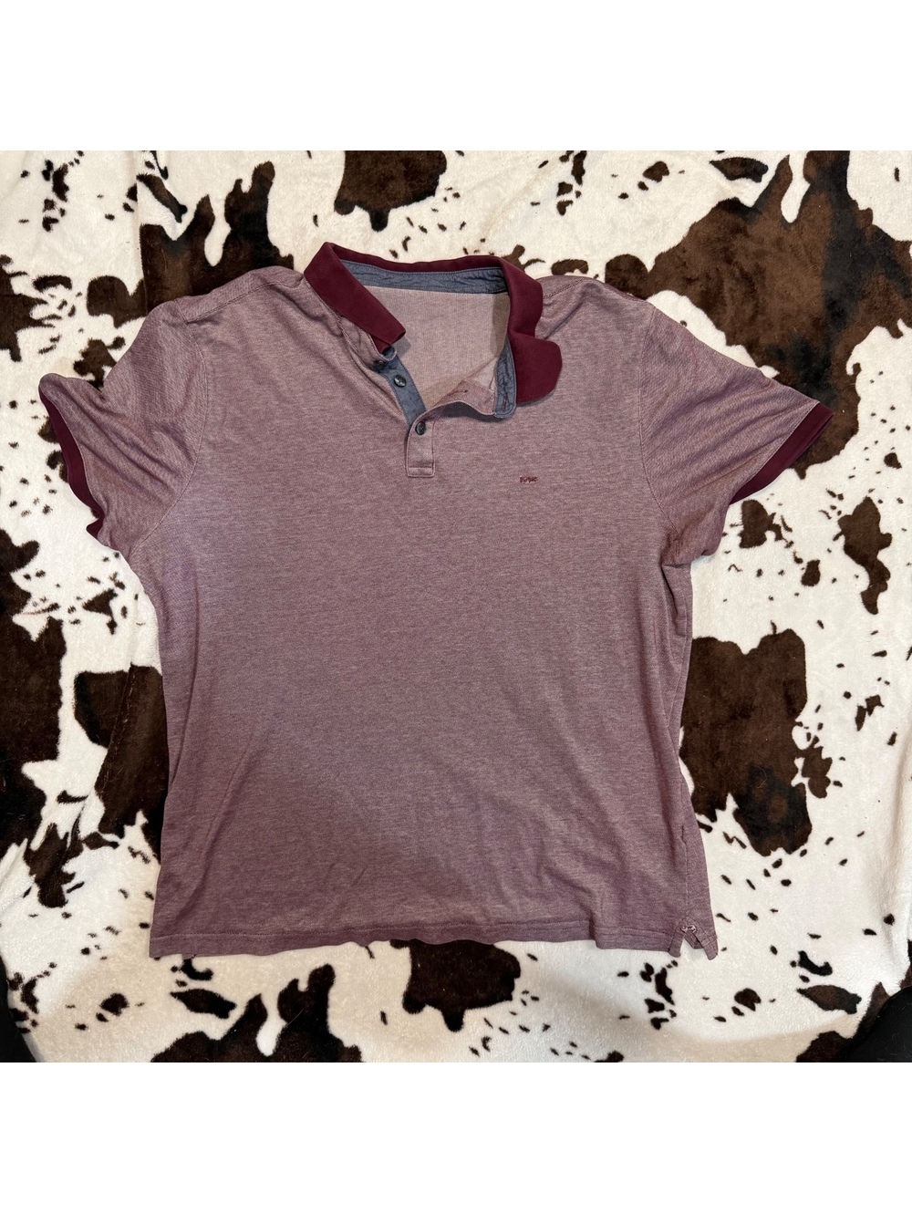 Michael Kors Men’s Burgundy Contrast Trim‎ Polo Shirt Size Large Casual
